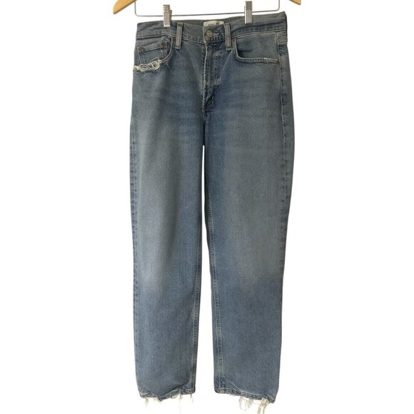 Agolde Kye Mid Rise Straight Leg Crop Jeans Size 25 In Forseen Faded Distressed - Picture 7 of 16